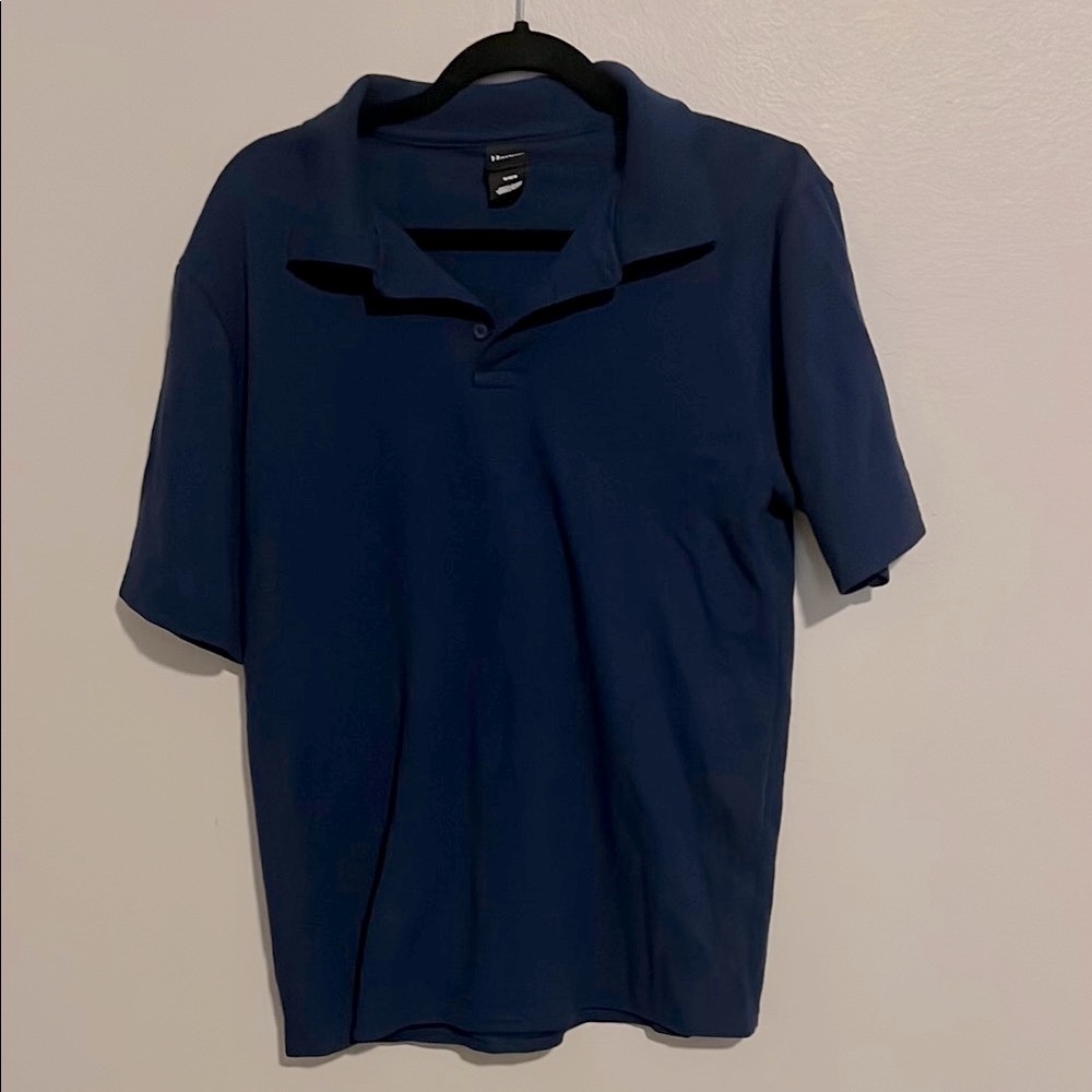 Hanes Medium Men's Navy Blue Polo Shirt